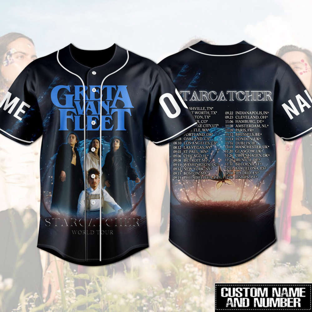 Custom Greeta Van Fleat Baseball Jersey – Starcatcher 2023 Tour Shirt Rock Band Merch & Gift For Fans baseball jersey product view 1