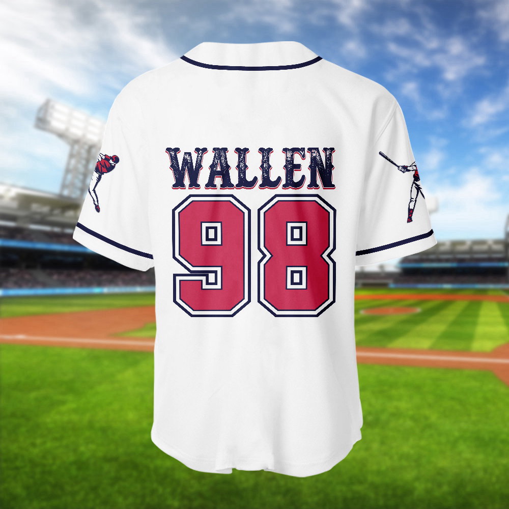 Braves 98 Baseball Jersey Morgan Wallen Shirt Country Music Tee - Aopprinter baseball jersey product view 3