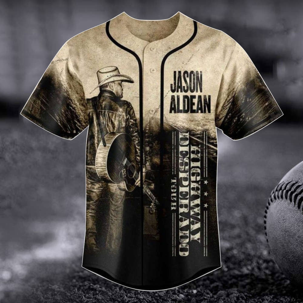 Jason Aldean Baseball Jersey: Highway Desperado Tour 3D Shirt Aldean Team Gift baseball jersey product view 2