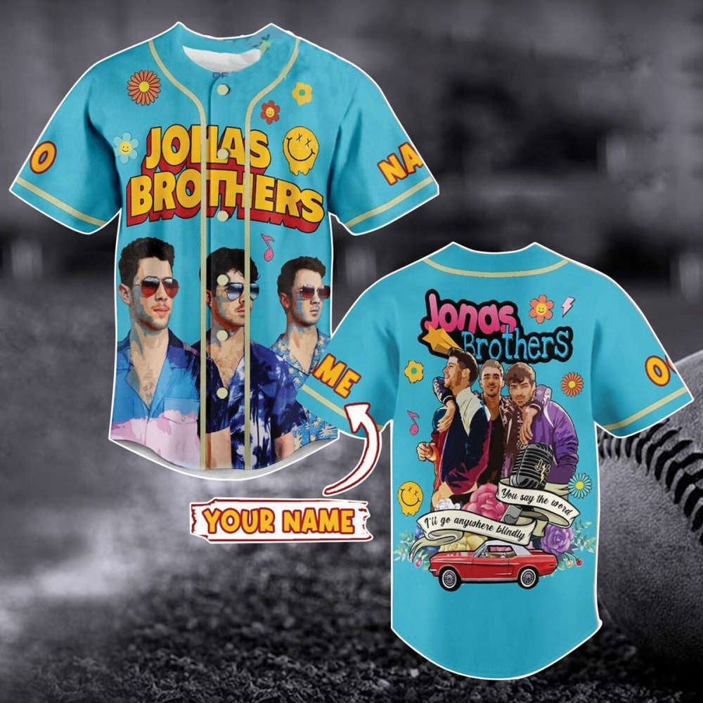 Jonas Brothers 5 Album Baseball Jersey: Tour 2023 Merch & Pop Rock Band Shirt - Aopprinter baseball jersey product view 1