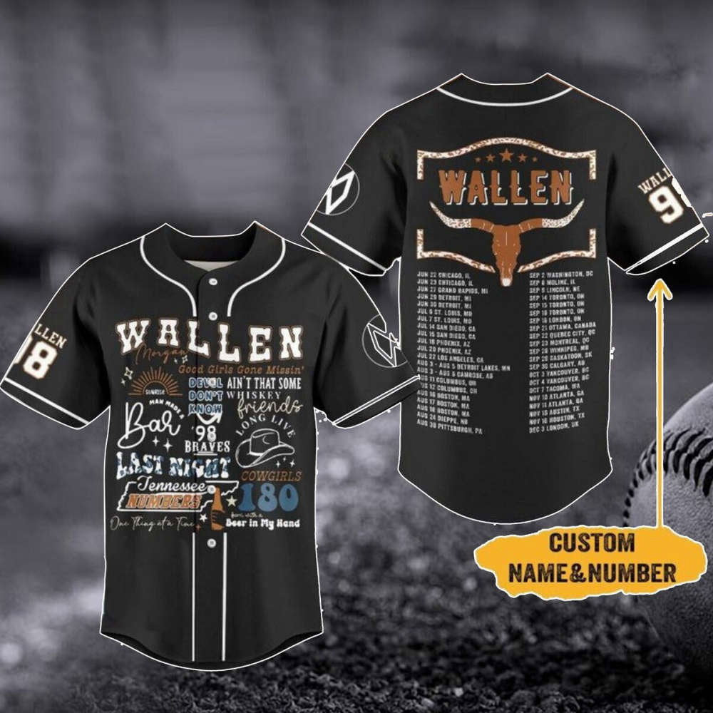 Custom Morgan Wallen Baseball Jersey - One Night At A Time Tour Western Cowboy Country Shirt - Aopprinter baseball jersey product view 1