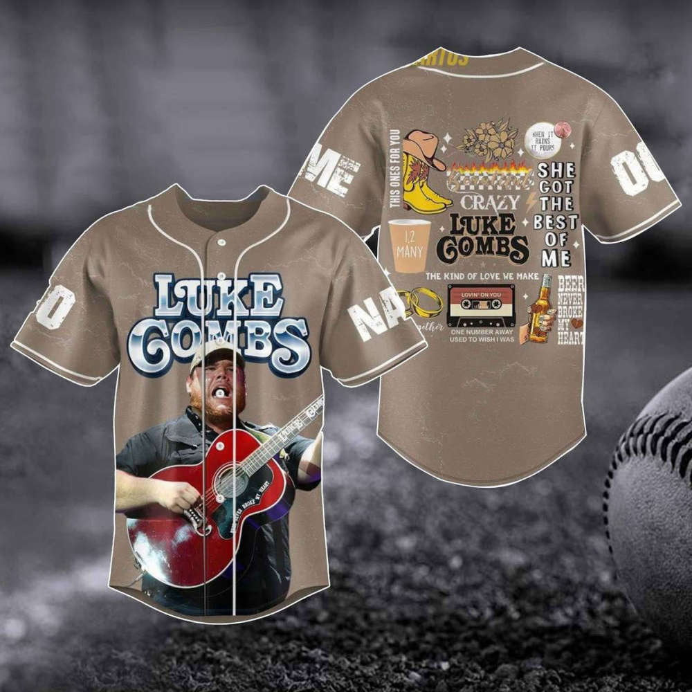 Luke Combs 2023 World Tour Baseball Jersey: Bullhead Design Country Music Concert Shirt Western Merch & Fan Gift - Aopprinter baseball jersey product view 1
