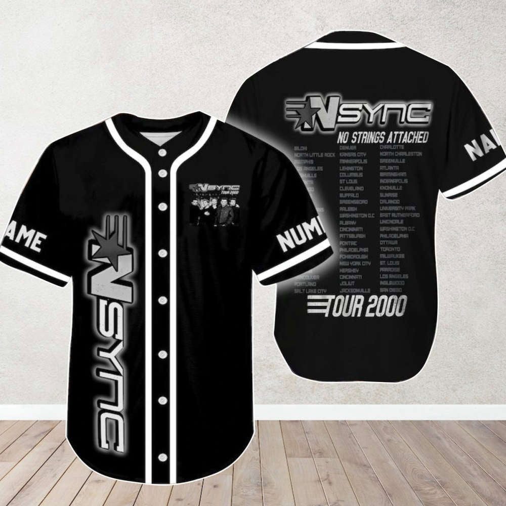 Nsync No Strings Attached Tour 2000 Baseball Jersey - Reunion Era Shirt Music Merch & Gift for Fans - Aopprinter baseball jersey product view 1