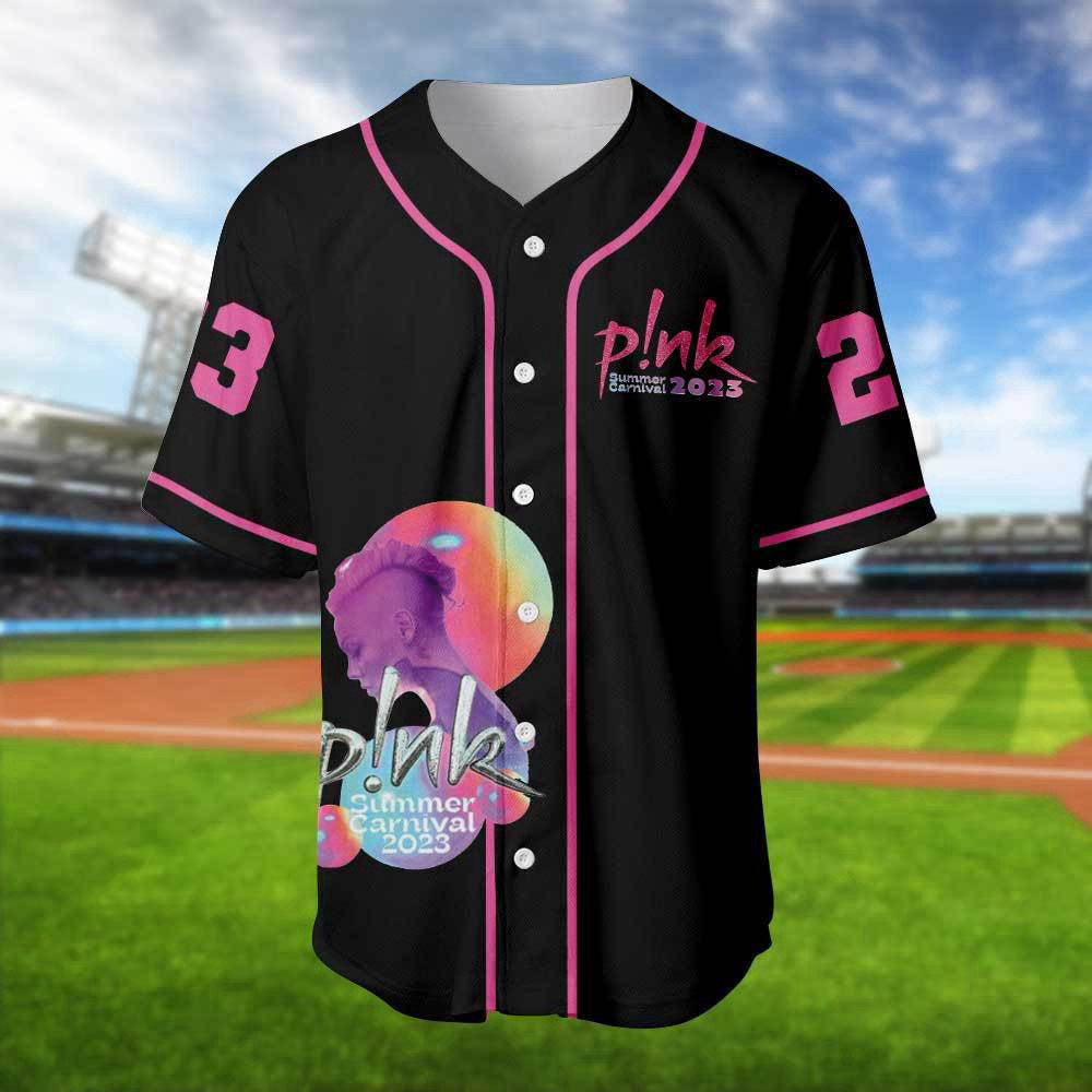 Pink Summer Carnival 2023 Tour Baseball Jersey: The Ultimate Gift for Pink Fans! - Aopprinter baseball jersey product view 3