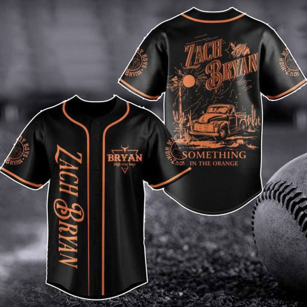 Zach Bryan Highway Boys Baseball Jersey: Orange Shirt for Country Music Fans baseball jersey product view 1
