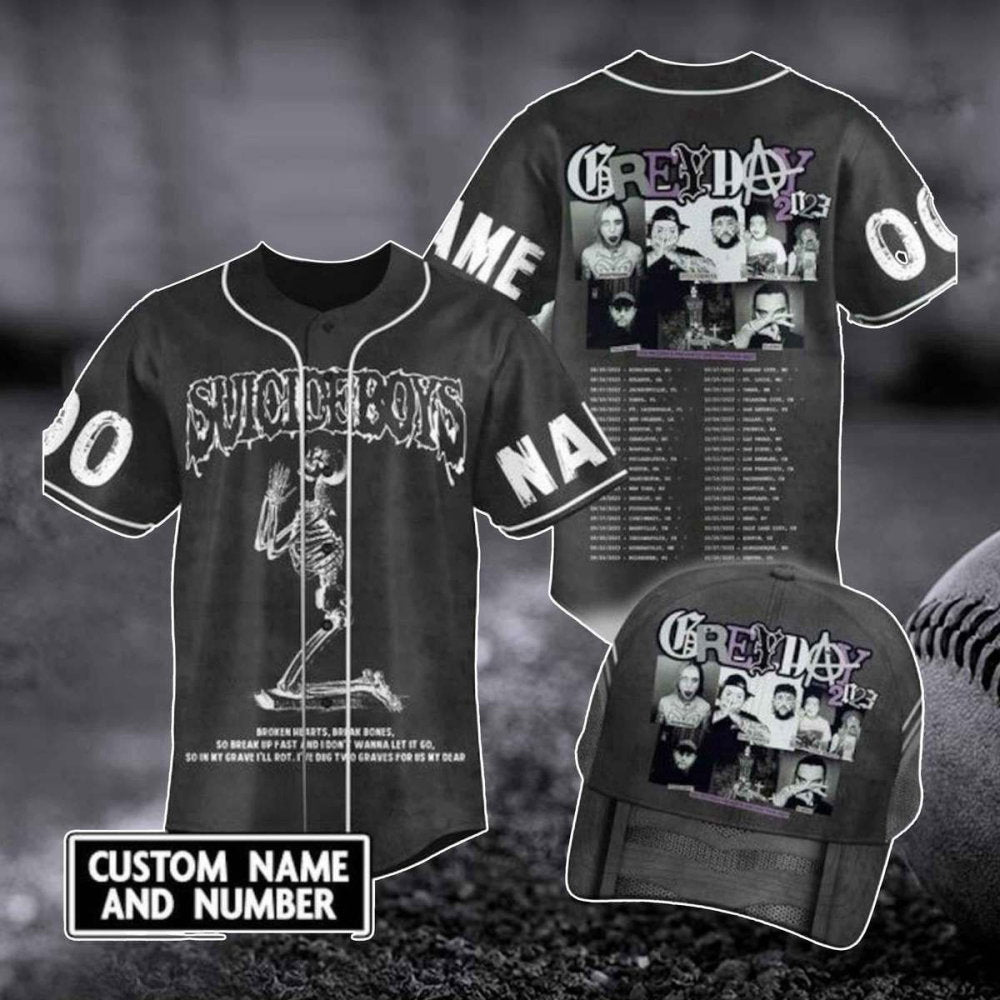 Sui cideboys 2023 Tour Baseball Jersey & Grey Day Shirt: Rap Hip Hop Merch Concert Tee & Gift - Aopprinter baseball jersey product view 1