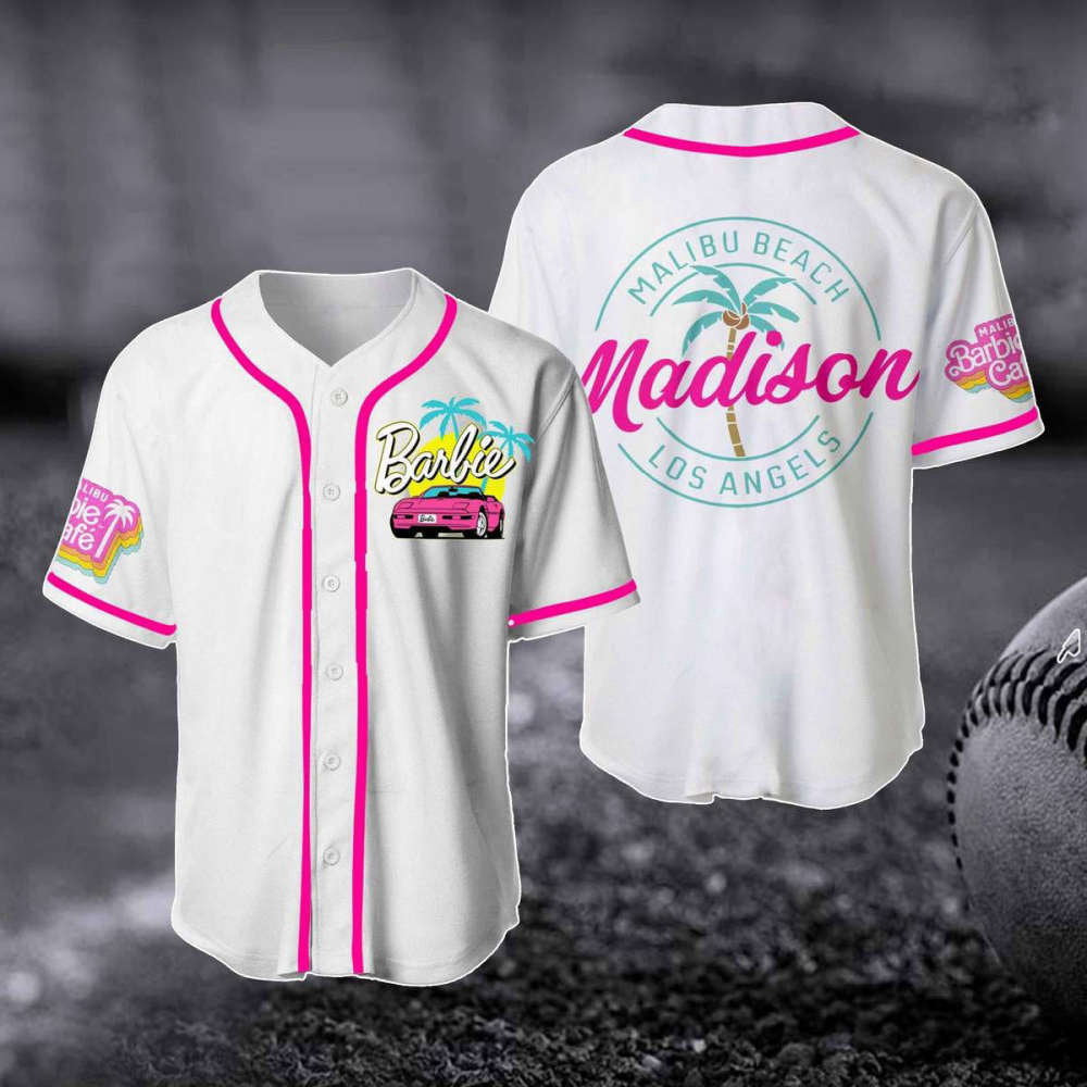 Mabilu Beach LA Baseball Jersey: Barbi Fan Gift Baby Doll Outfit Party Shirt - Aopprinter baseball jersey product view 1