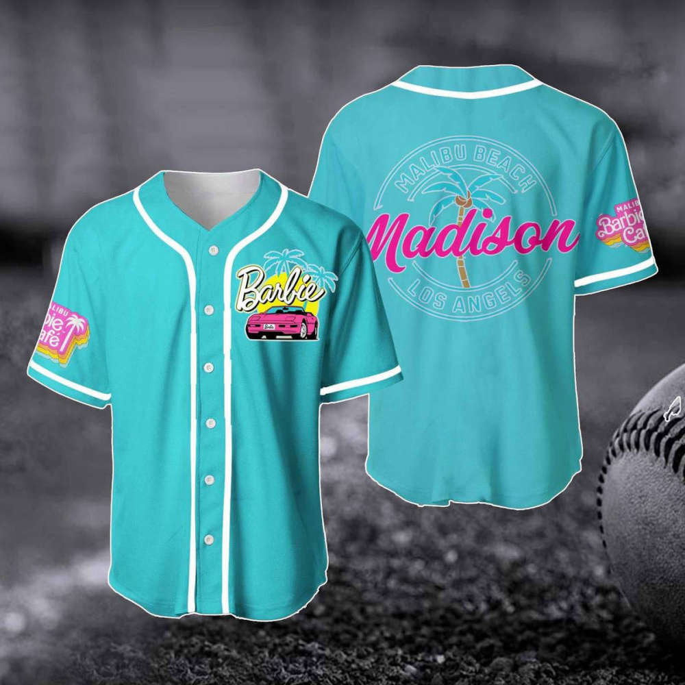 Mabilu Beach LA Baseball Jersey: Barbi Fan Gift Baby Doll Outfit Party Shirt - Aopprinter baseball jersey product view 2