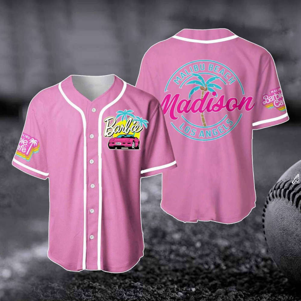 Mabilu Beach LA Baseball Jersey: Barbi Fan Gift Baby Doll Outfit Party Shirt - Aopprinter baseball jersey product view 4