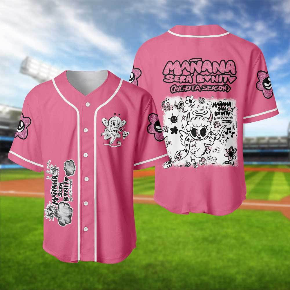 Karol G Bichota Baseball Jersey: Mana Sera Bonito Shirt Red Hair Music Baseball Shirt - Perfect Gift for Fans! - Aopprinter baseball jersey product view 1