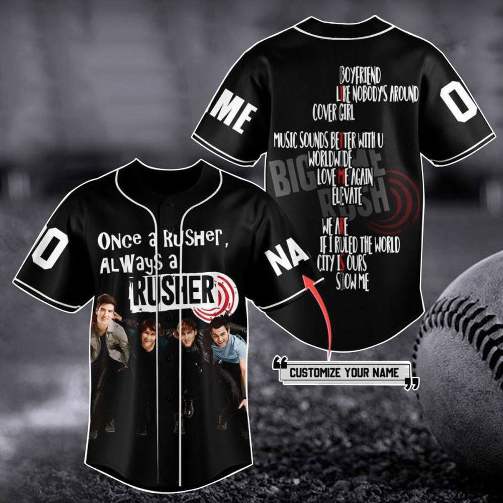 Personalized Big Rush Time Baseball Jersey - BTR Fan Gift - Aopprinter baseball jersey product view 1