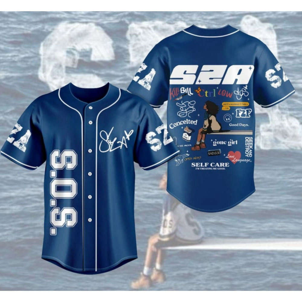 Sza SOS Album Baseball Jersey & North America Tour 2023 Shirt: Get Your Sza Singer Merch & Gift For Fan at Concert - Aopprinter baseball jersey product view 1