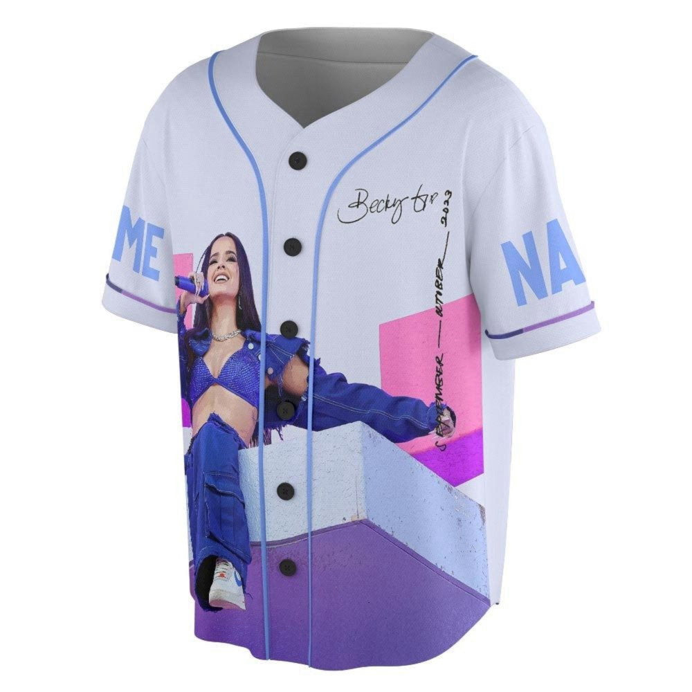 Becky G Baseball Jersey - Mi Casa Tu US Tour 2023 3D Shirt Official Merch for American Singer & Music Concerts - Aopprinter baseball jersey product view 2