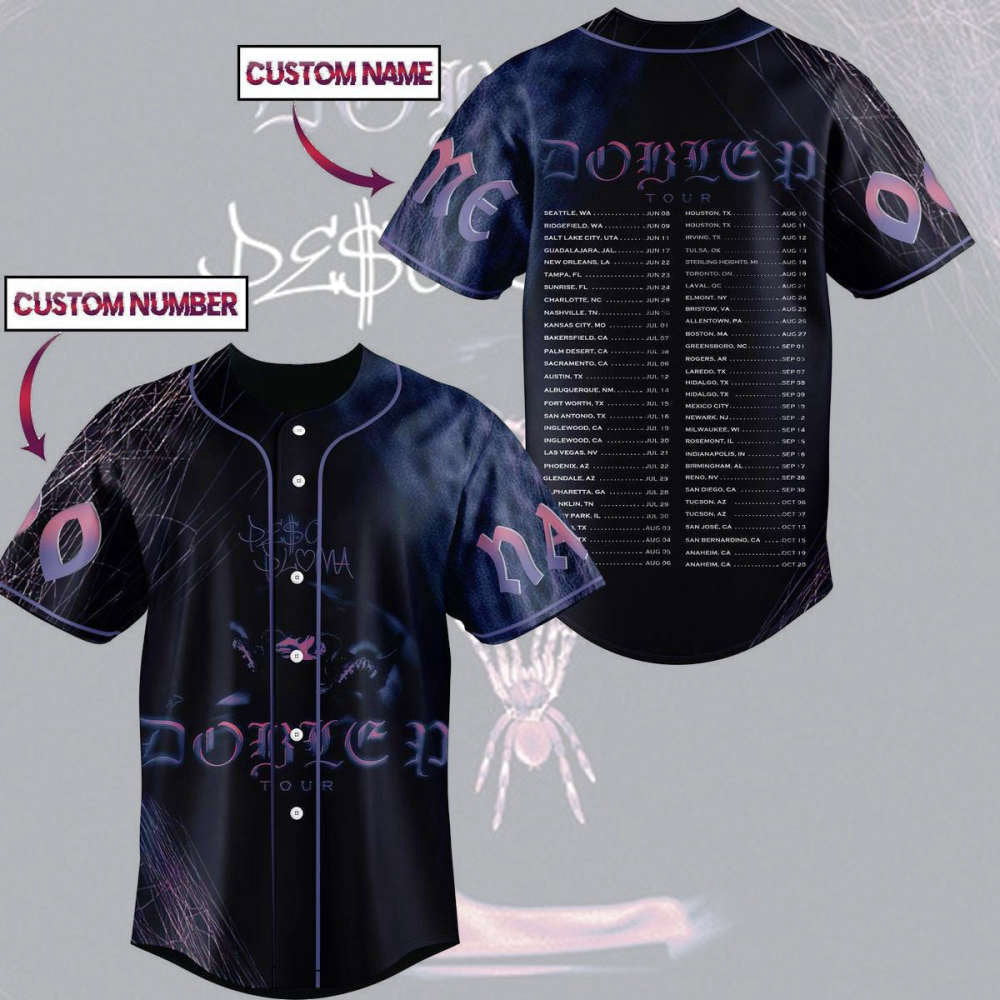 Custom Peso Pluma Tour Baseball Jersey Genesis Tour Shirt Double P Merch - Aopprinter baseball jersey product view 1