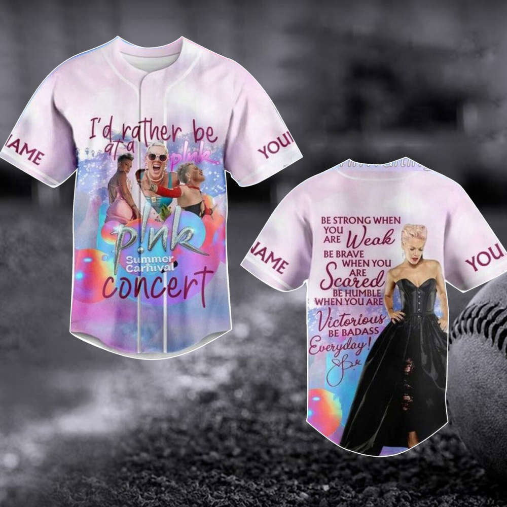 2023 Pink Summer Carnival Tour Baseball Jersey - Personalized Singer Concert Shirt & Uniform - Aopprinter baseball jersey product view 1