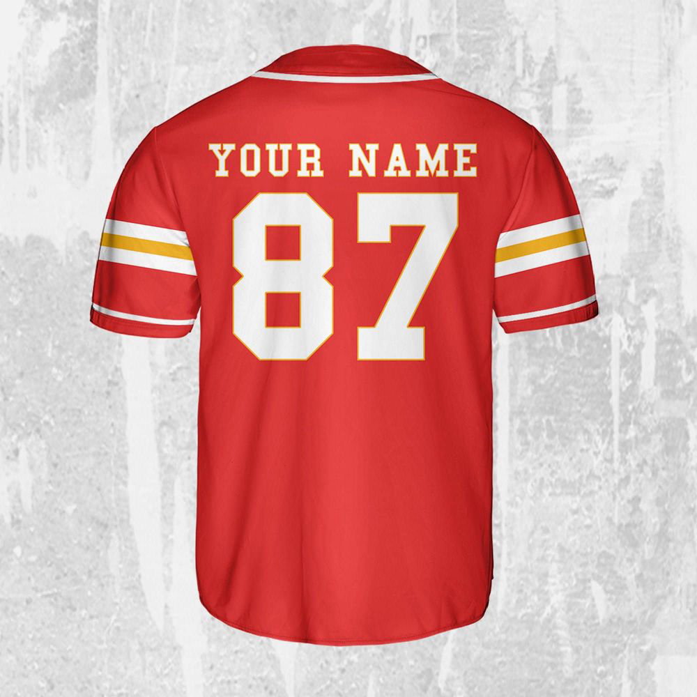 Personalize Travis Kelce Baseball Jersey Red Jersey - lylyprint.com baseball jersey product view 2