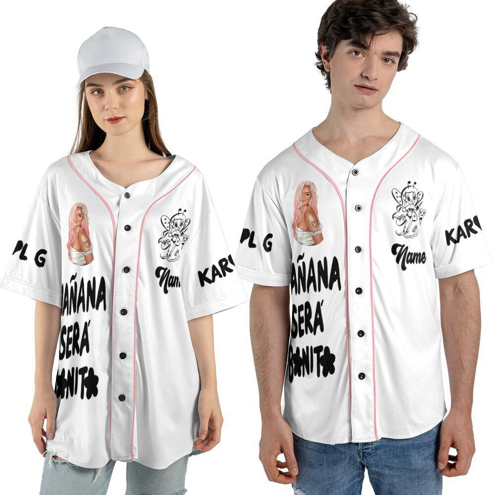Personalized Custom Karol G Mana Sera Bonito Baseball Jersey - lylyprint.com baseball jersey product view 3