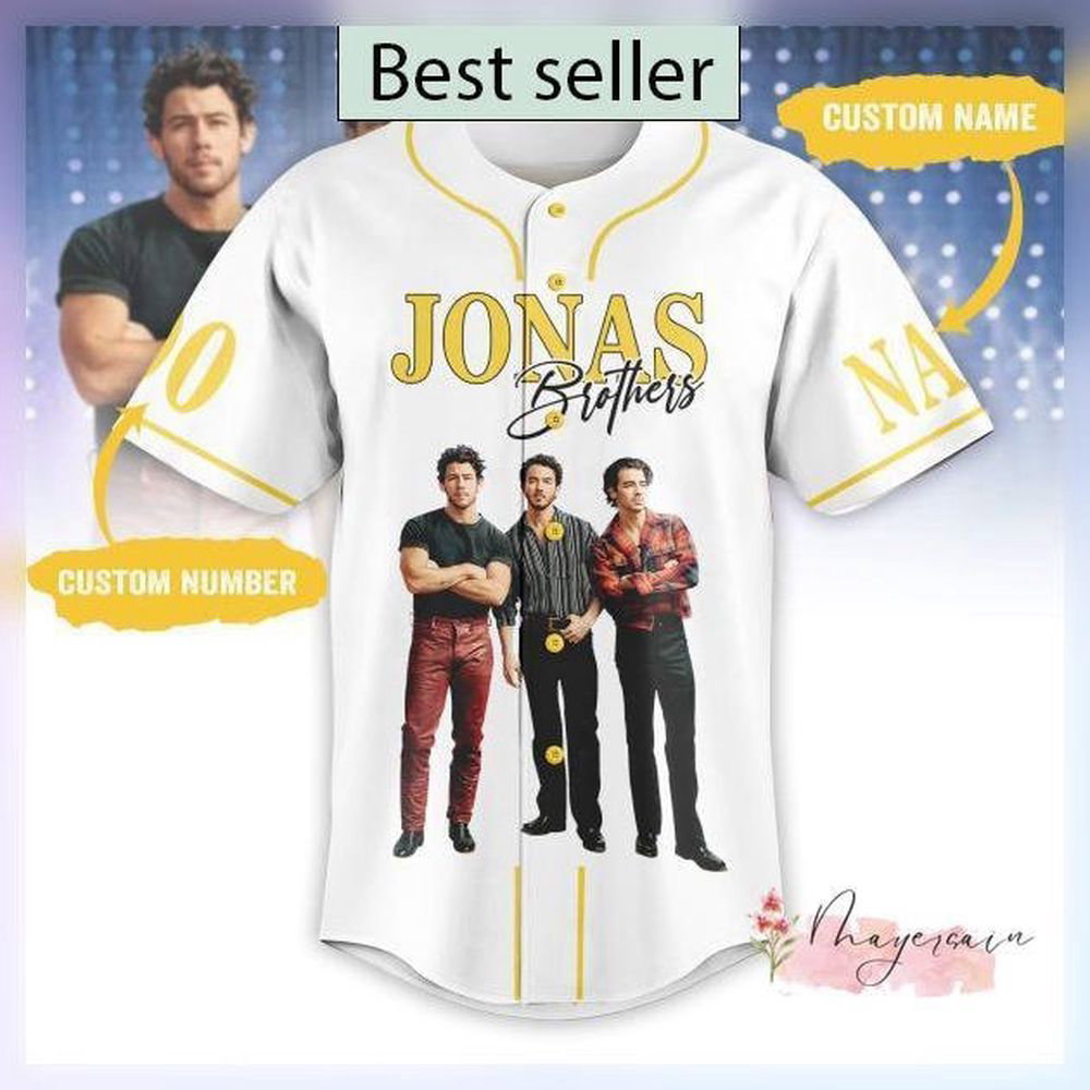 Custom Jonas Brothers Baseball Jersey, Five Albums One Night Shirt - lylyprint.com baseball jersey product view 1