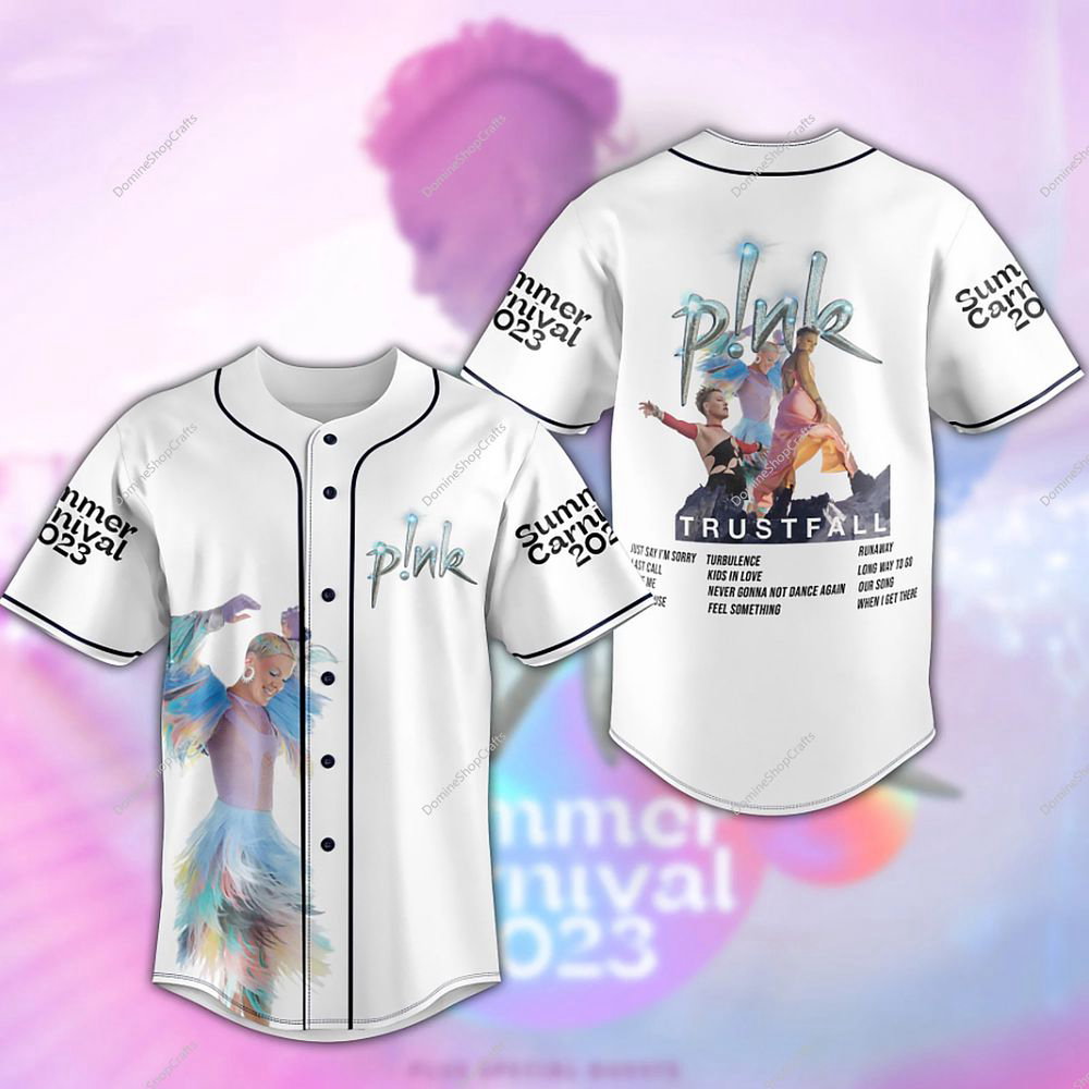 P!nk Summer Carnival 2023 Baseball Jersey, Personalized Baseball Jersey - lylyprint.com baseball jersey product view 1