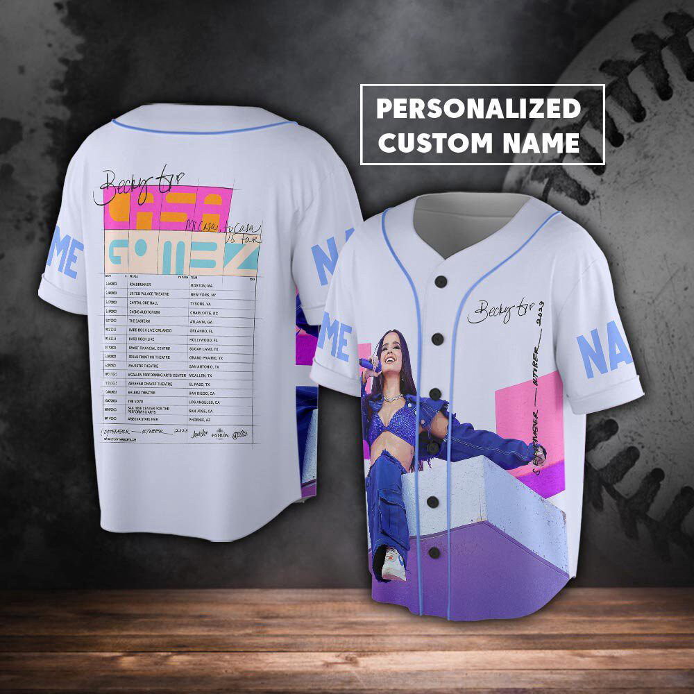 Custom Name Becky G 2023 Tour Baseball Jersey - lylyprint.com baseball jersey product view 2