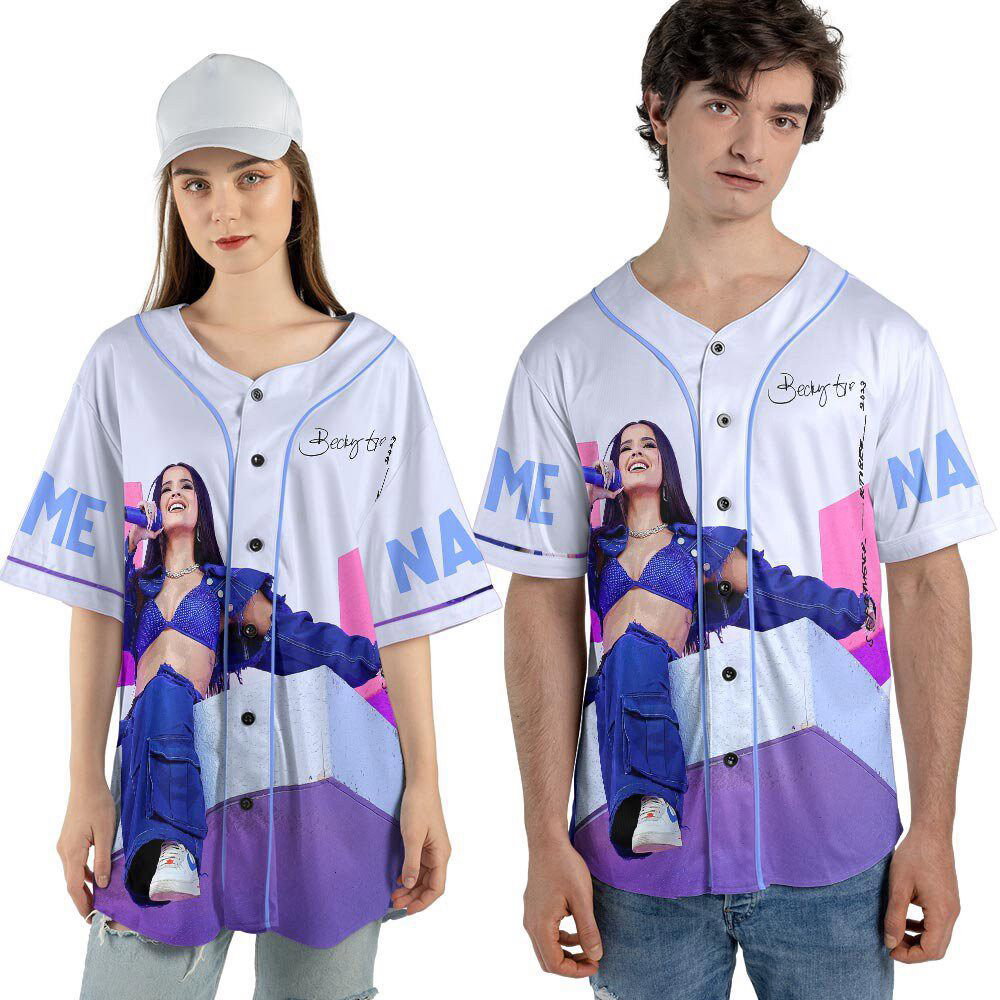 Custom Name Becky G 2023 Tour Baseball Jersey - lylyprint.com baseball jersey product view 3