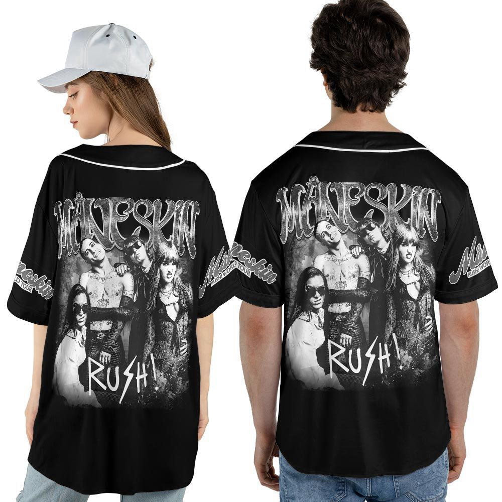 Custom Name Maneskin 2023 Tour Baseball Jersey - lylyprint.com baseball jersey product view 3