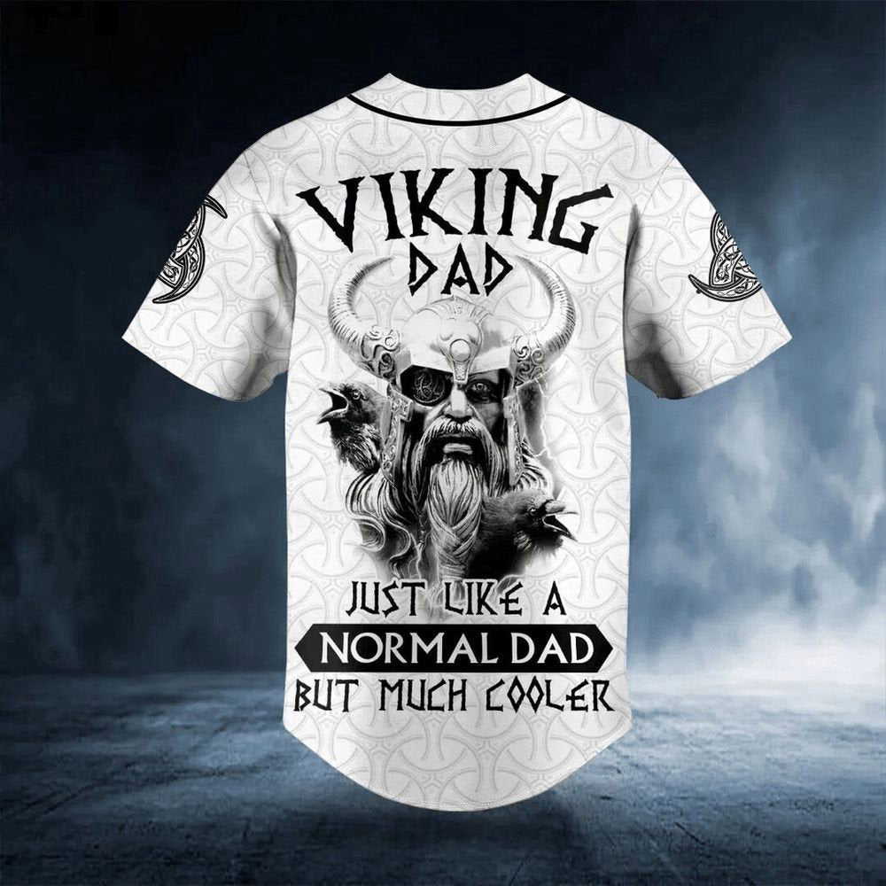 Viking Dad Just Like A Normal Dad But Much Cooler Custom Baseball Jersey For Men Women, Skull lovers Gift - lylyprint.com baseball jersey product view 3