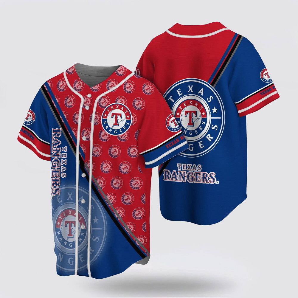 MLB Texas Rangers Baseball Jersey: Simple Design for Fans Shop Now! - lylyprint.com baseball jersey product view 1