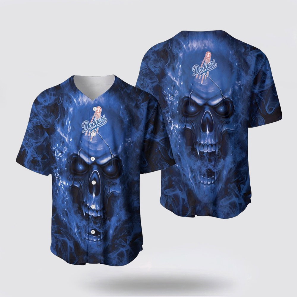 Los Angeles Dodgers MLB Baseball Jersey: Unique & Expressive Skull Design for Fans - lylyprint.com baseball jersey product view 1