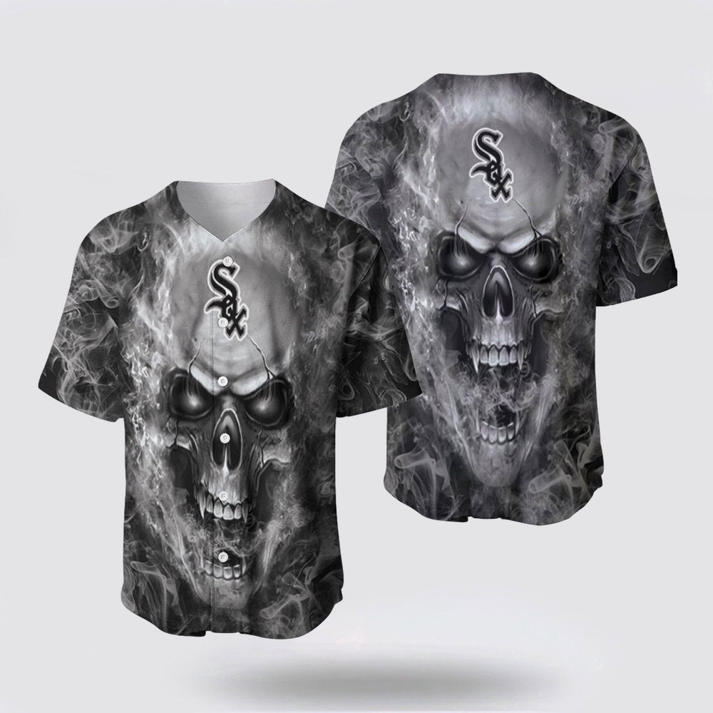 Chicago White Sox Baseball Jersey: Stylish Skull Symbolizing Fan Passion - lylyprint.com baseball jersey product view 2