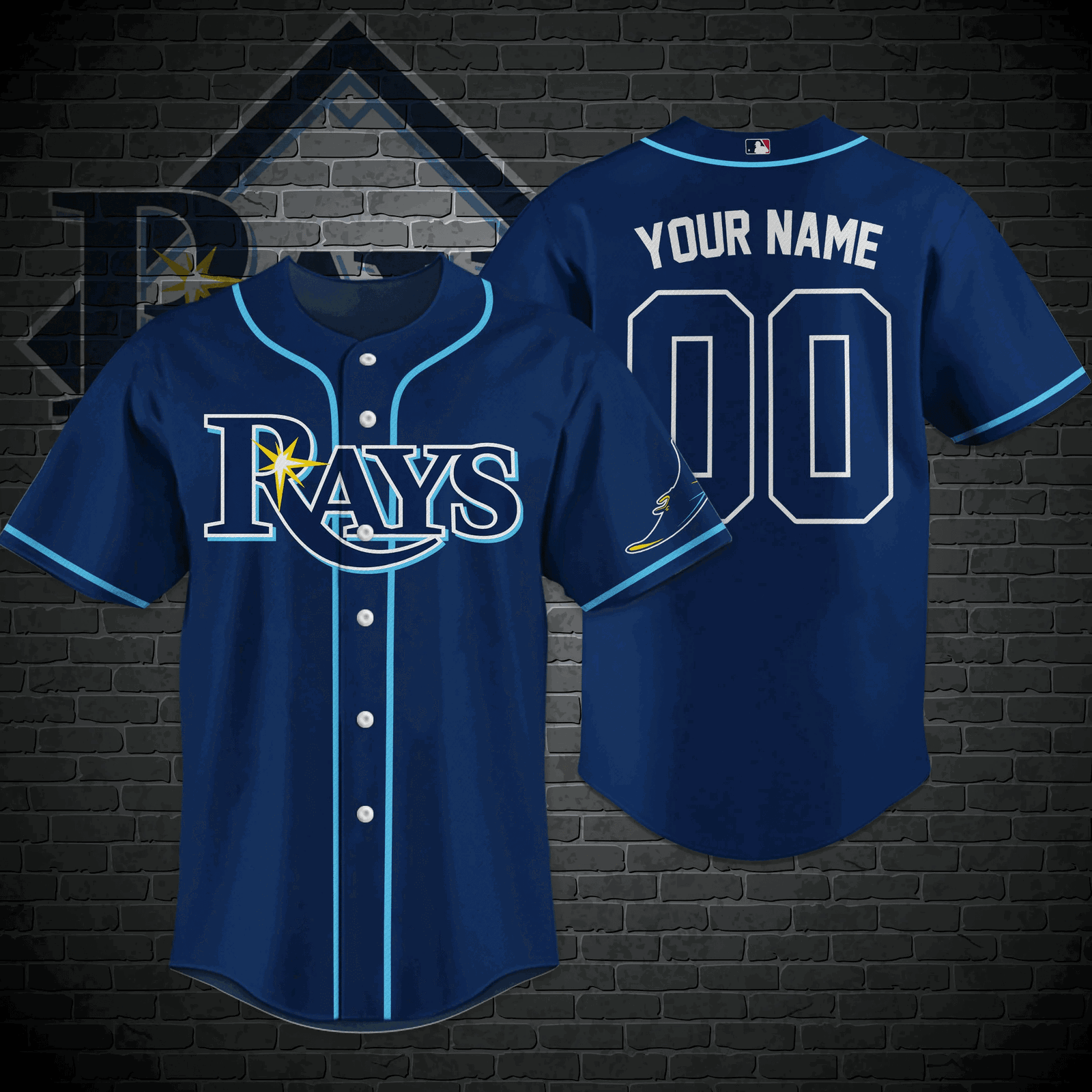 Custom Tampa Bay Rays MLB-Baseball Shirt M-32339 - Personalize Your Style! - lylyprint.com baseball jersey product view 1