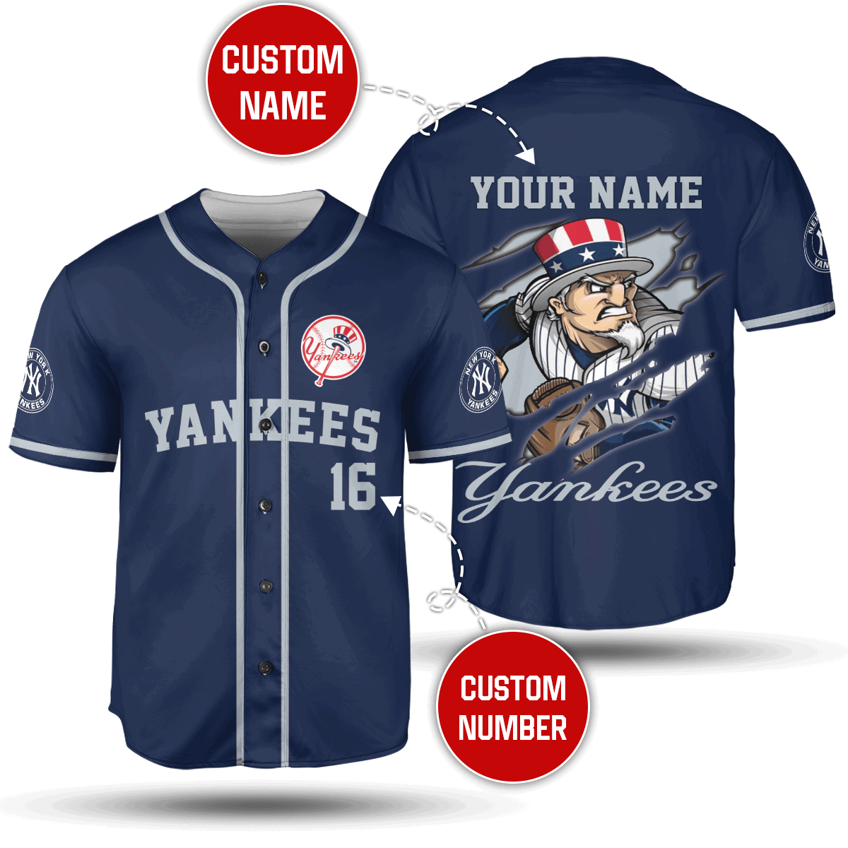 Personalized MLB New York Yankees Jersey V7 - Custom Name & Number Unisex Shirt - lylyprint.com baseball jersey product view 1