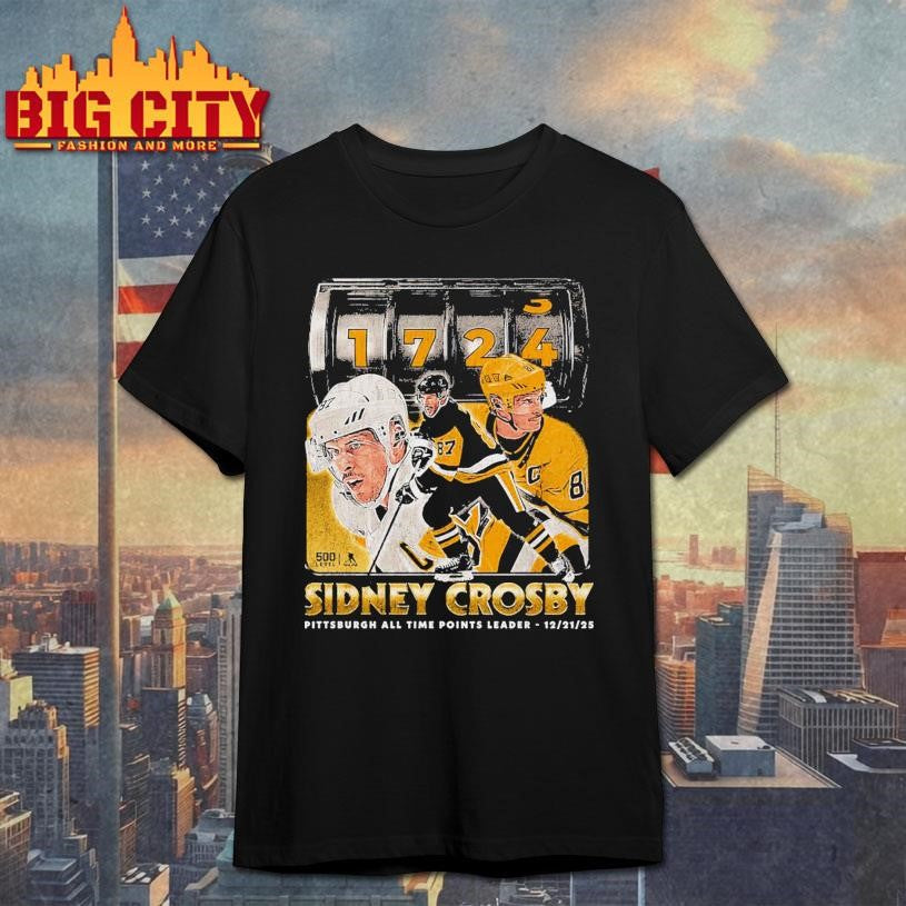 1724 Sidney Crosby Pittsburgh All Time Points Leader Shirt Unisex T-shirt, Sweatshirt, Hoodie, Long Sleeve Tee - T-Shirt, Sweatshirt, Hoodie