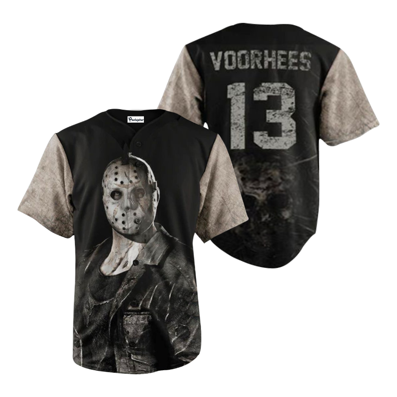 Jason Voorhees Horror Mask Baseball Jersey - Gift for Men Women - Gift for Men Women - lylyprint.com baseball jersey product view 2