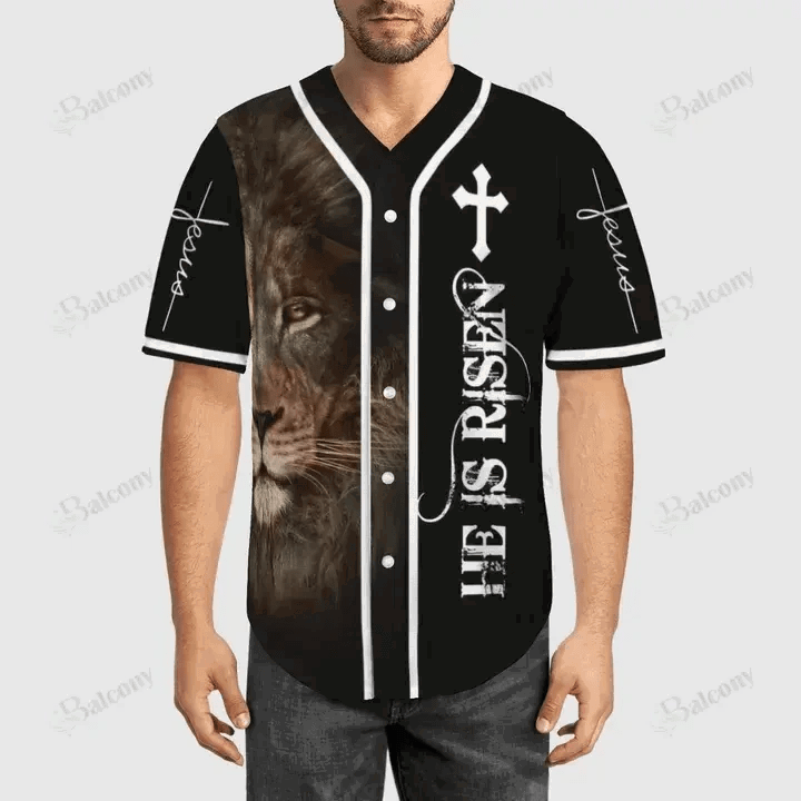 Baseball Tee Jesus – He Is Risen Baseball Jersey 168 - Gift for Men Women - Gift for Men Women - lylyprint.com baseball jersey product view 2