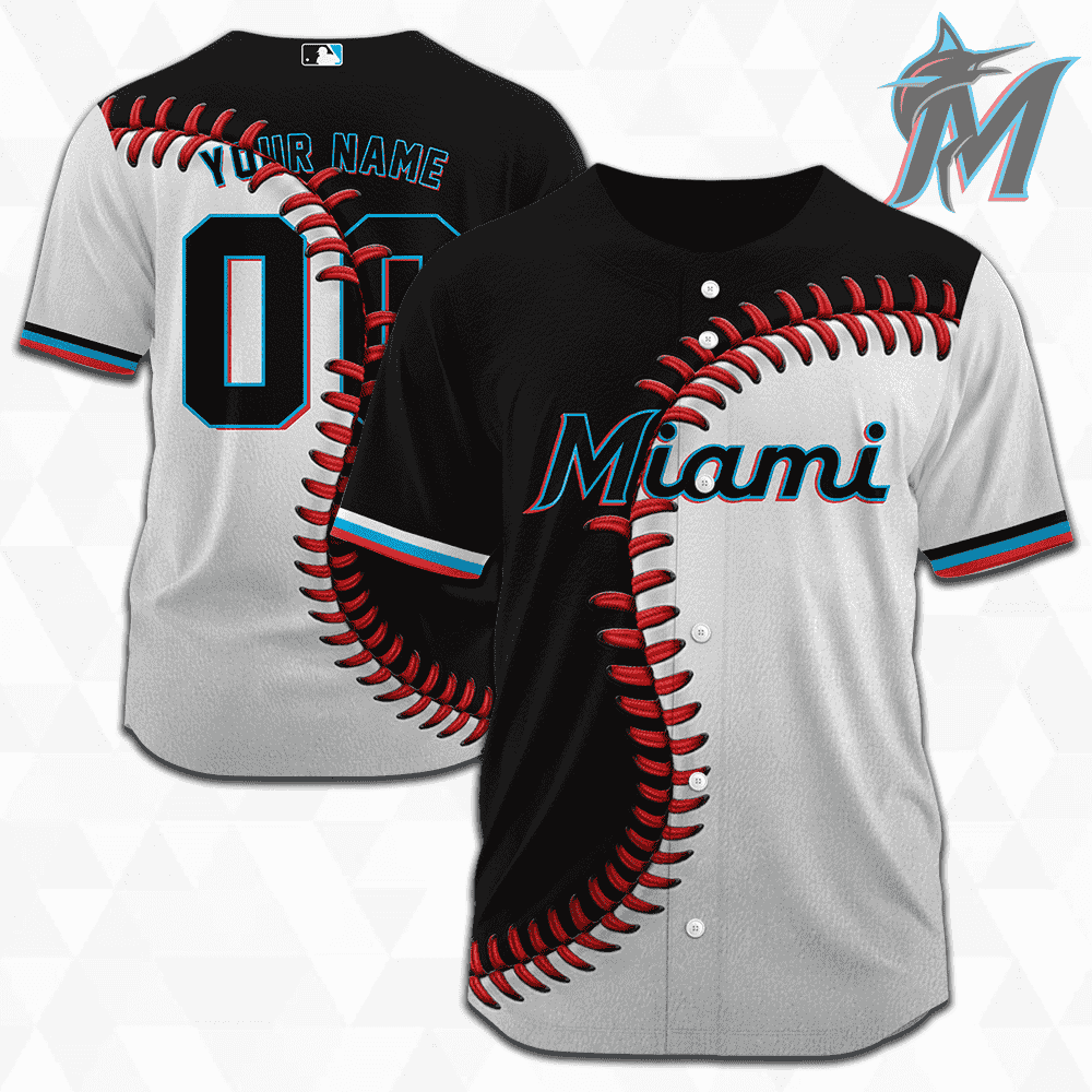 MLB Miami Marlins Personalized Mix Baseball Jersey Gift for Men Women - Bafud baseball jersey product view 2