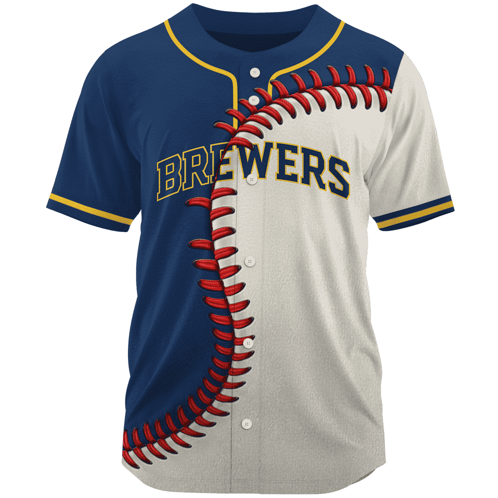 MLB Milwaukee Brewers Personalized Mix Baseball Jersey Gift for Men Women - Bafud baseball jersey product view 2