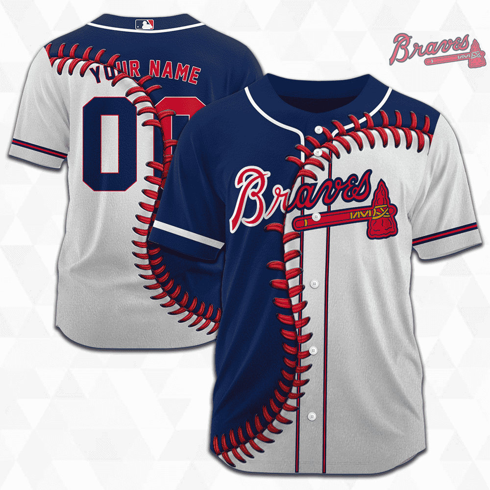 MLB Atlanta Braves Personalized Mix Baseball Jersey Gift for Men Women - Bafud baseball jersey product view 2