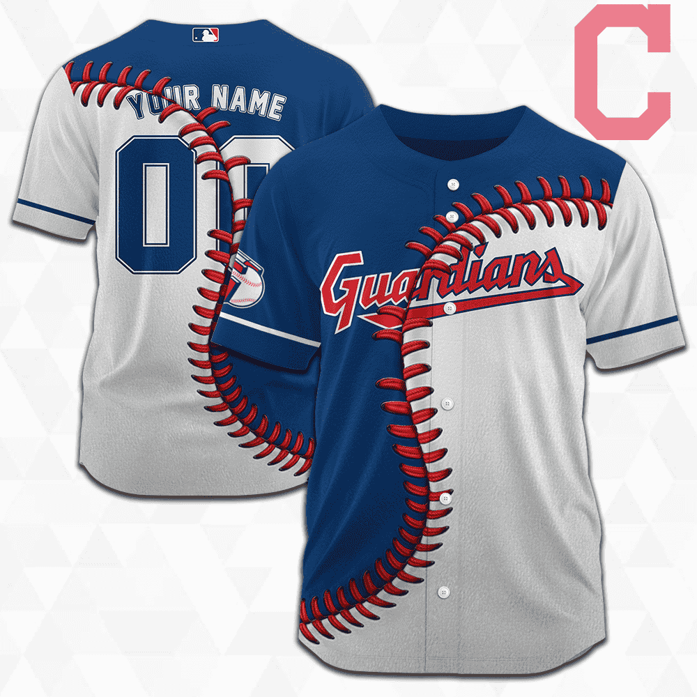 MLB Cleveland Guardians Personalized Mix Baseball Jersey Gift for Men Women - Bafud baseball jersey product view 2