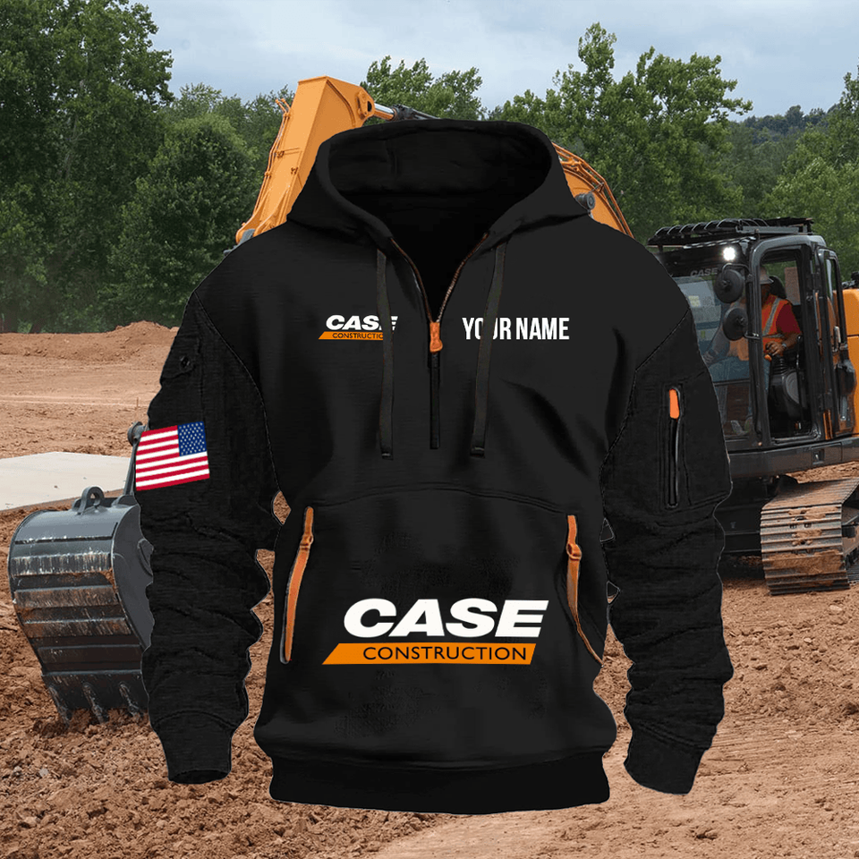 Case Construction Equipment Personalized Quarter Zipper Unisex Hoodie Unisex T-shirt, Sweatshirt, Hoodie, Long Sleeve Tee - T-Shirt, Sweatshirt, Hoodie