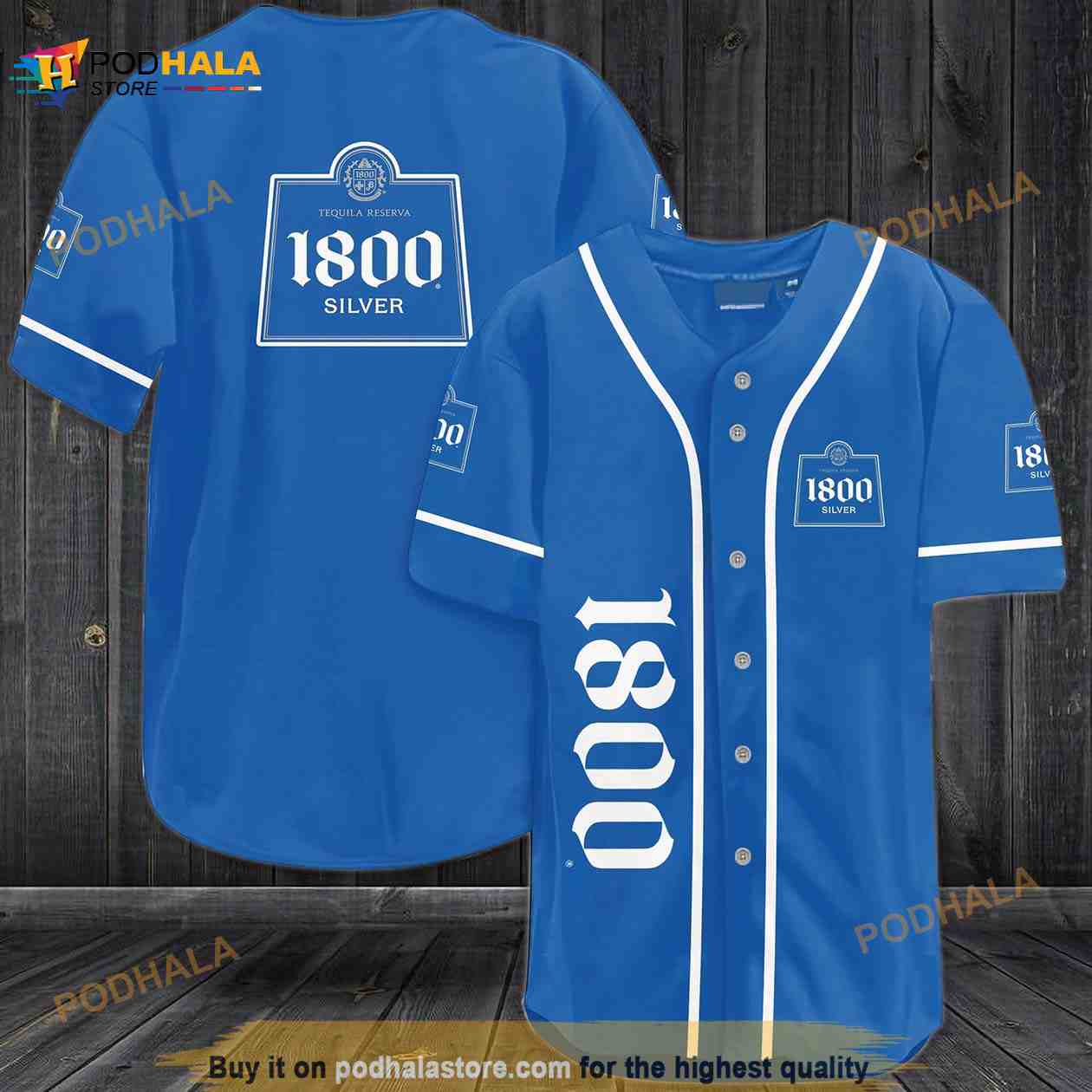 1800 Tequila Silver All Over Print Unisex 3D Baseball Jersey baseball jersey product view 1