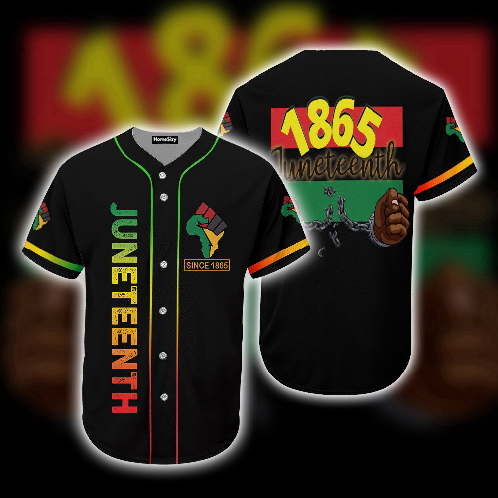 1865 Juneteenth Black Pride Baseball Jersey: Celebrate Freedom with Style baseball jersey product view 2