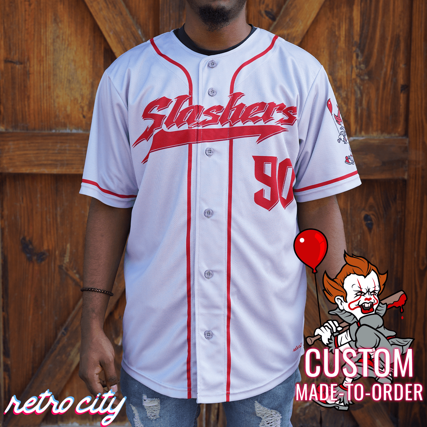 Pennywise Slasher Series Full-Button Baseball Jersey baseball jersey product view 1