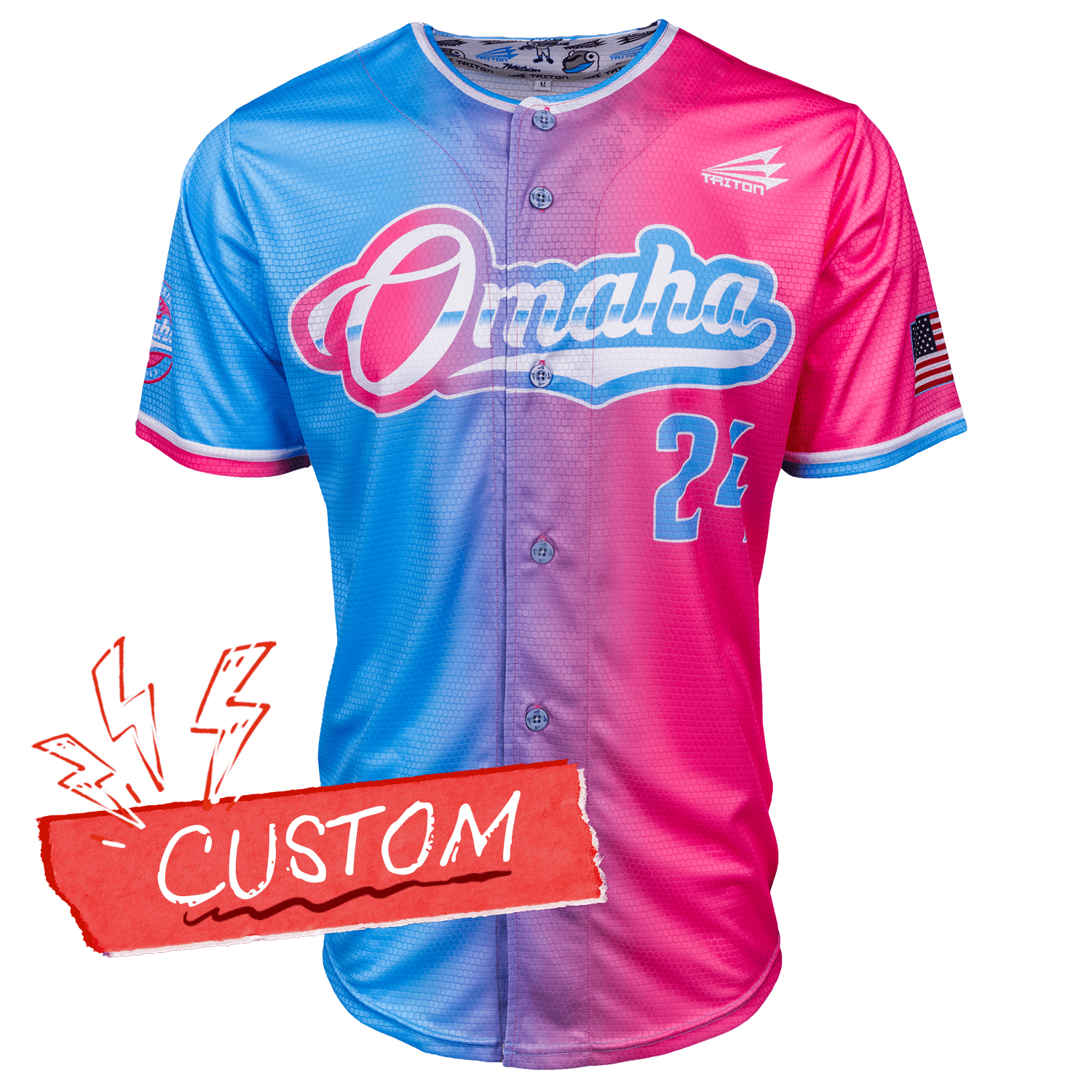 Omaha World Series Baseball Jersey *CUSTOM* (Cotton Candy) baseball jersey product view 1