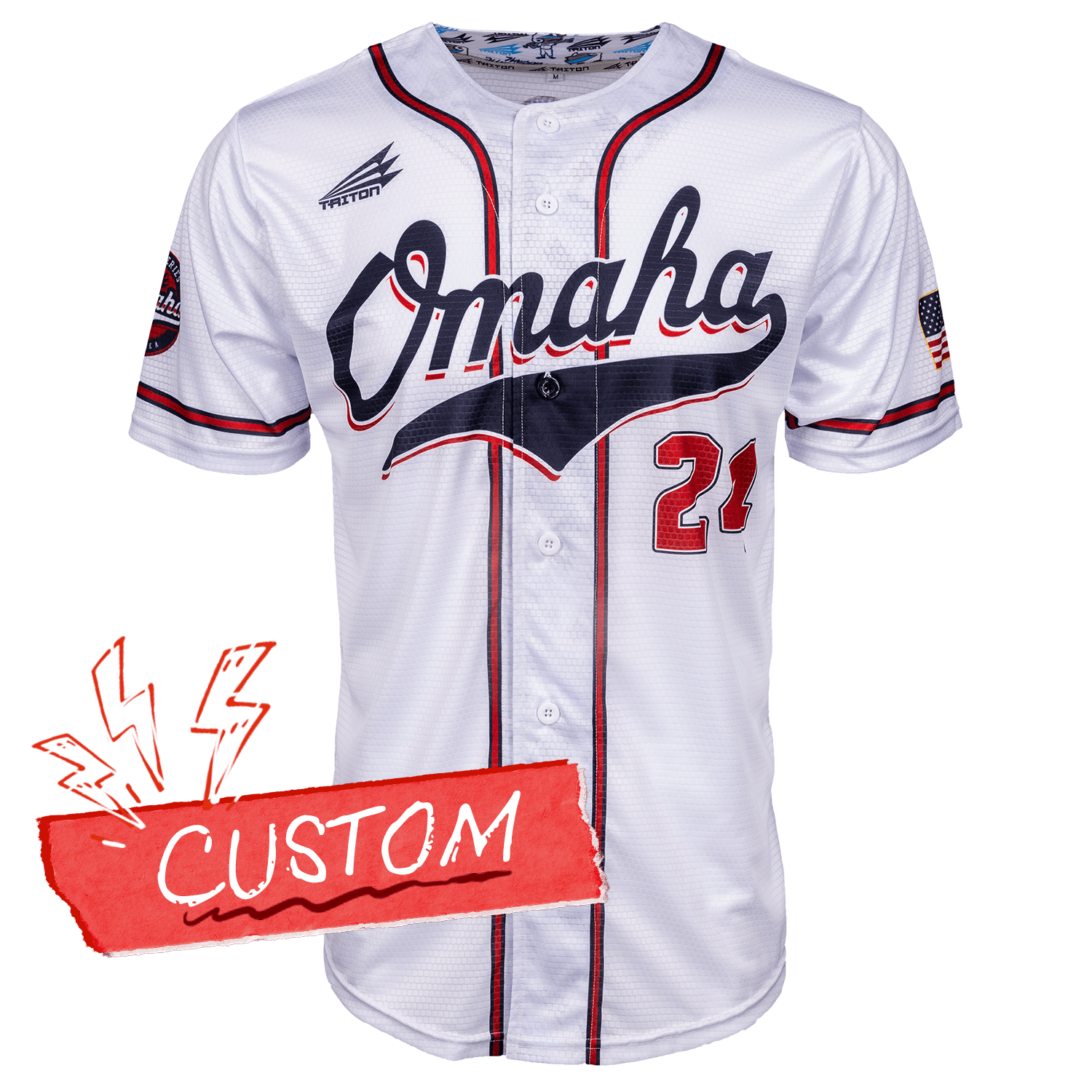 Omaha World Series Baseball Jersey *CUSTOM* (White) baseball jersey product view 1