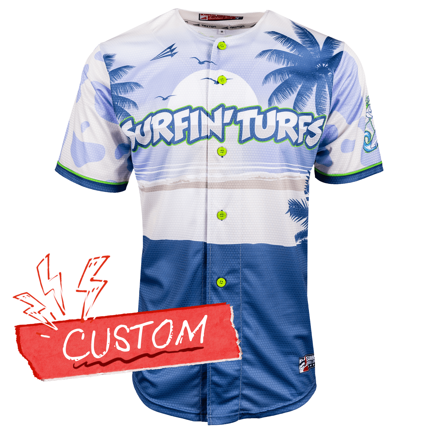 Surfin' Turfs Seamhead Baseball League Jersey (Home) *CUSTOM* baseball jersey product view 1