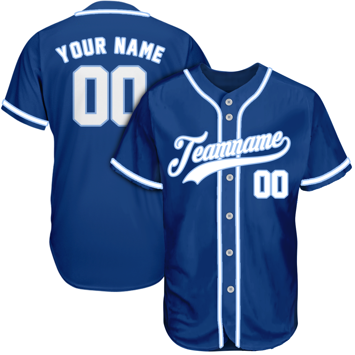 Custom Blue White Baseball Jersey baseball jersey product view 1