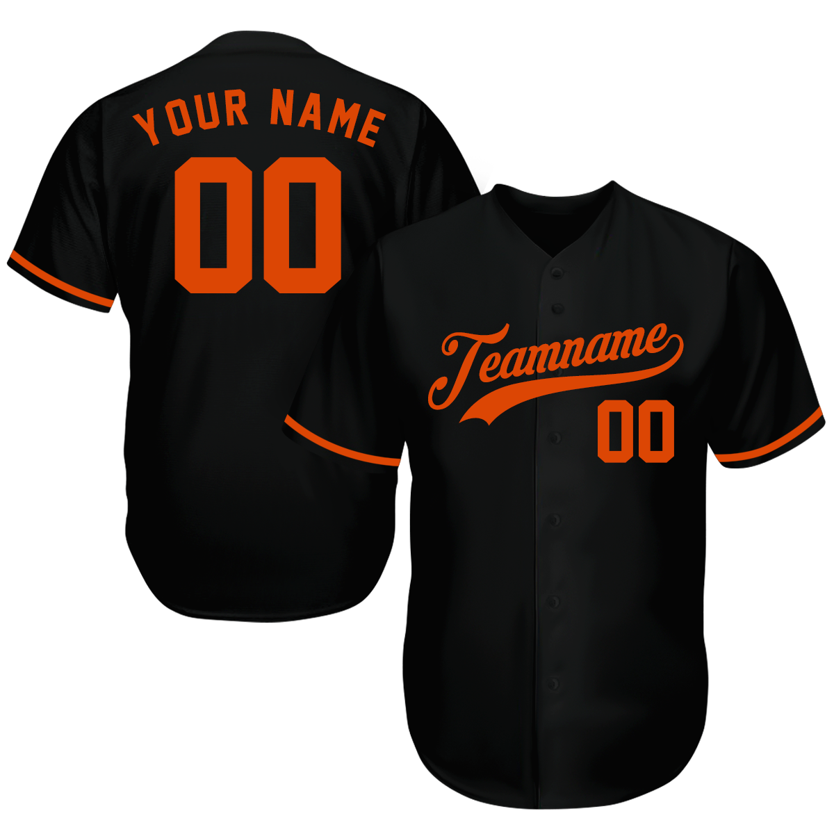 Customize Baseball Jersey - Gifts For Baseball Fan - Black Orange - Fathers Day Gifts For Baseball Dads baseball jersey product view 1