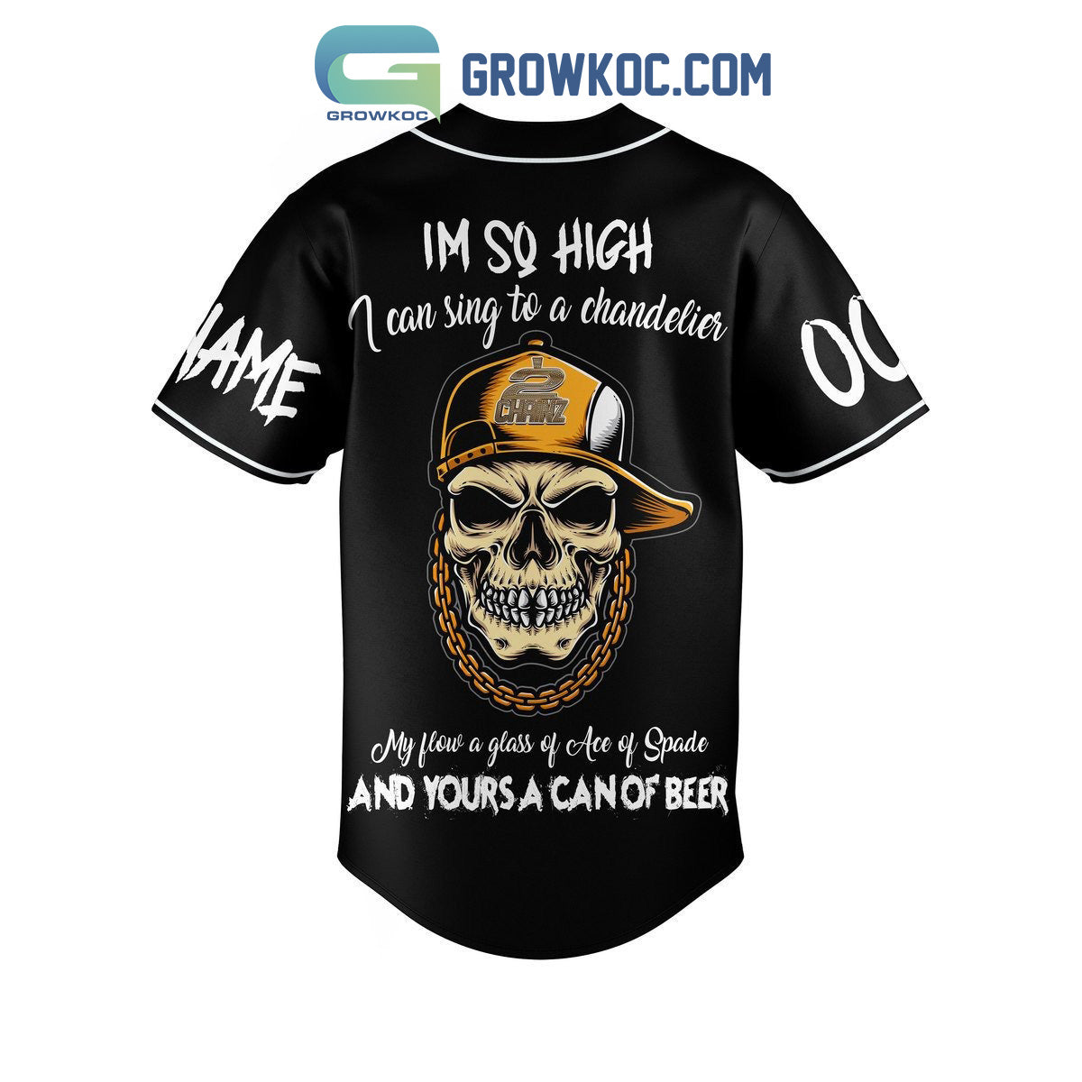 2 Chainz Im So High I Can Sing To A Chandelier Personalized Baseball Jersey baseball jersey product view 2
