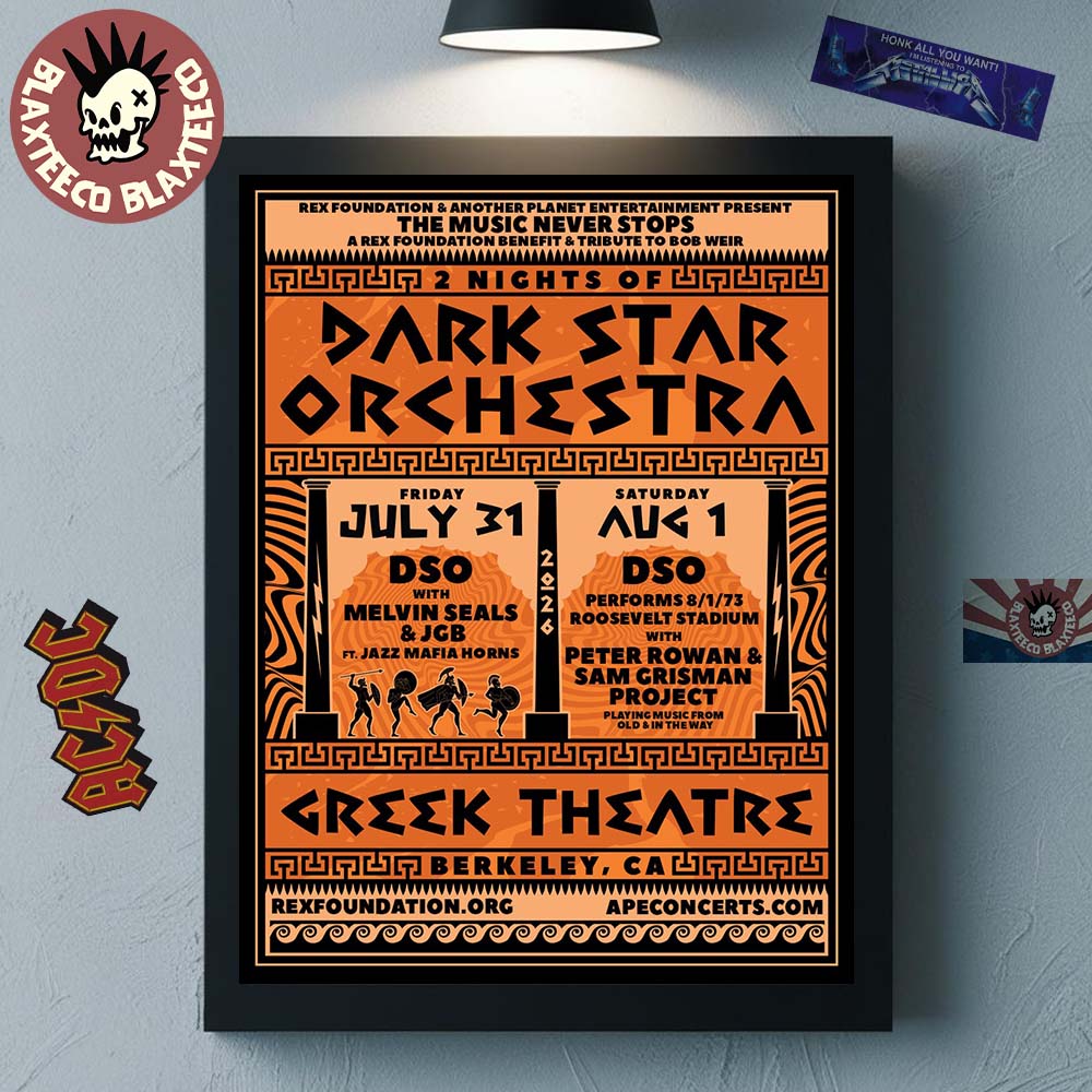 2 Nights Of Dark Star Orchestra In Berkeley California 2026 Gig Poster At Greek Theatre On July 31 And August 1 2026 Poster Canvas - T-Shirt, Sweatshirt, Hoodie